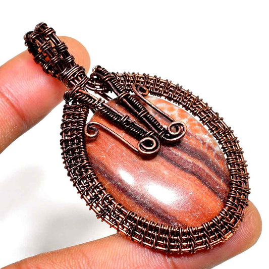 Sunset Harmony – Apache Lace Agate Copper Pendant