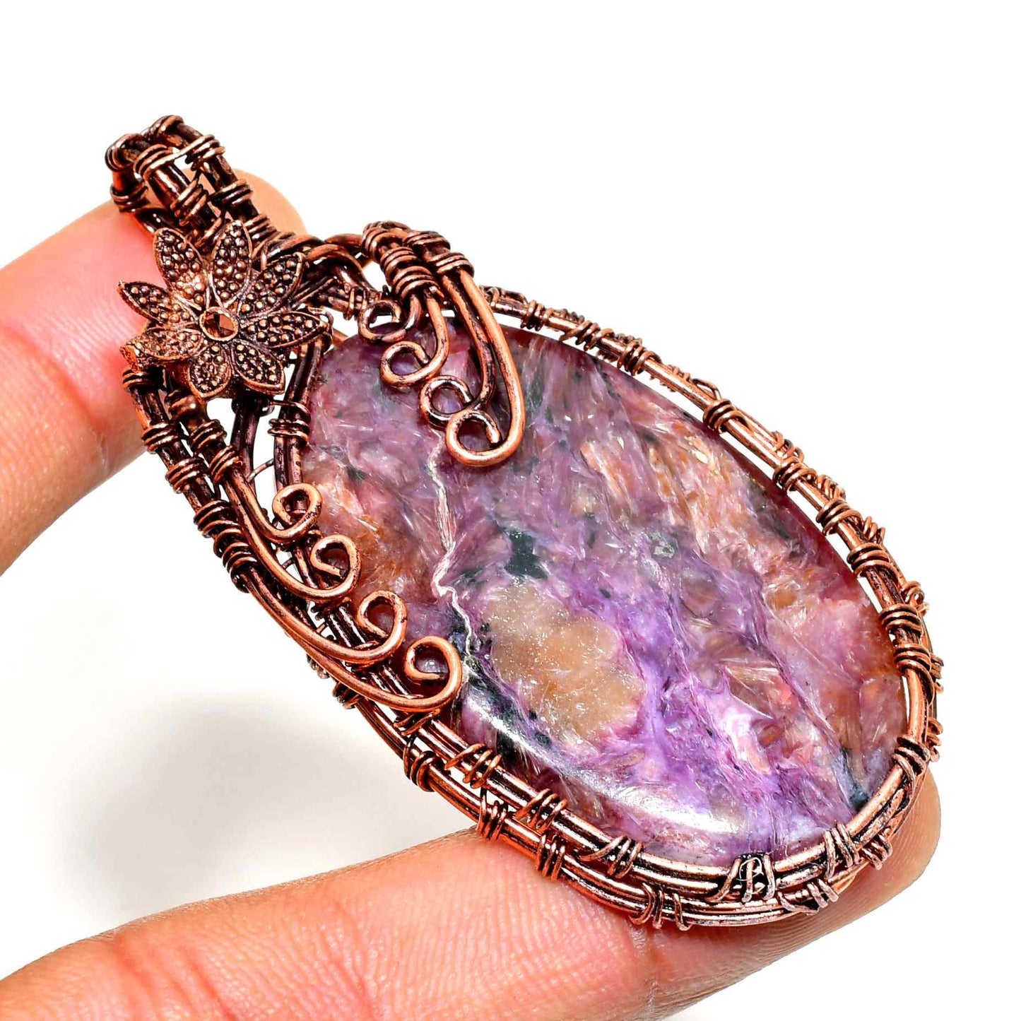 Ezra’s Veil – Handcrafted Amethyst & Copper Pendant
