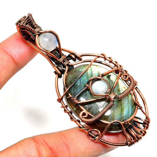 Ocean’s Serenity – Labradorite Copper Pendant