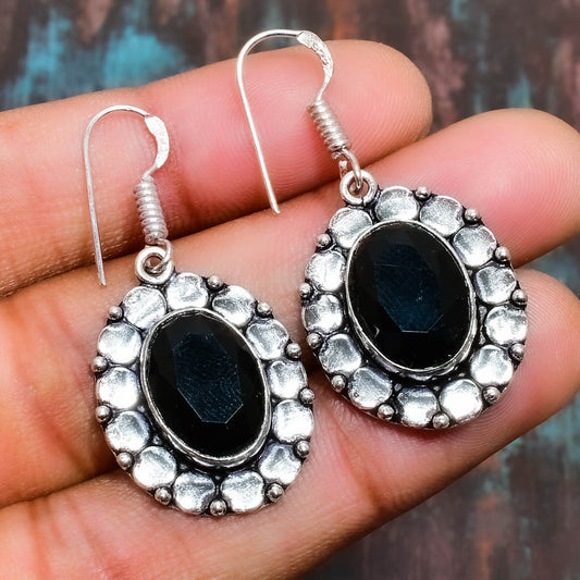Aurora’s Shield – Black Onyx Sterling Silver Earrings