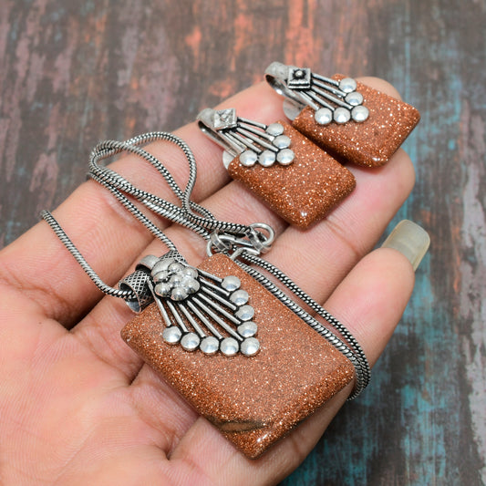 Ember’s Glow – Goldstone Sandstone Charm Set