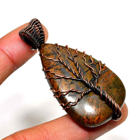 Gaia’s Embrace – Jasper & Copper Tree of Life Pendant
