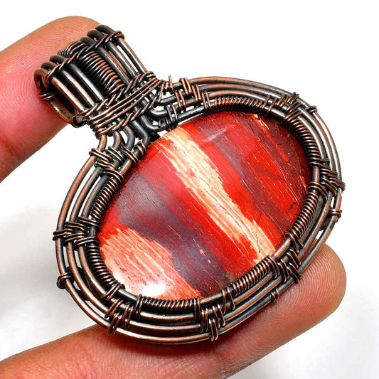 Earth’s Ember – Red Jasper Copper Pendant