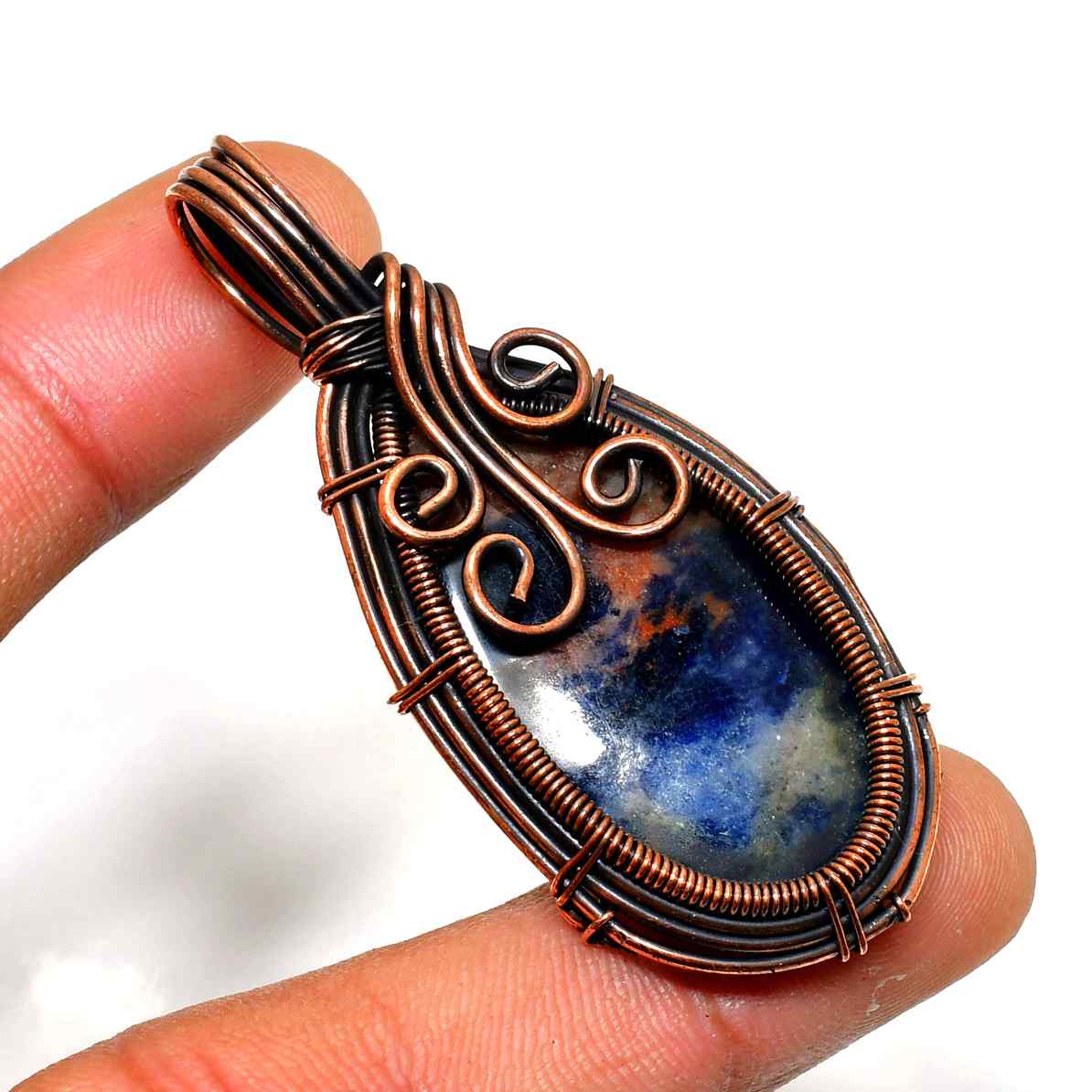 Celestial Harmony – Lapis Lazuli Copper Pendant