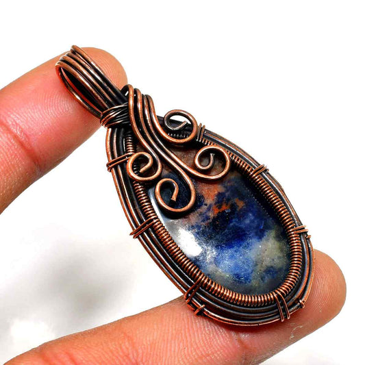 Celestial Harmony – Lapis Lazuli Copper Pendant
