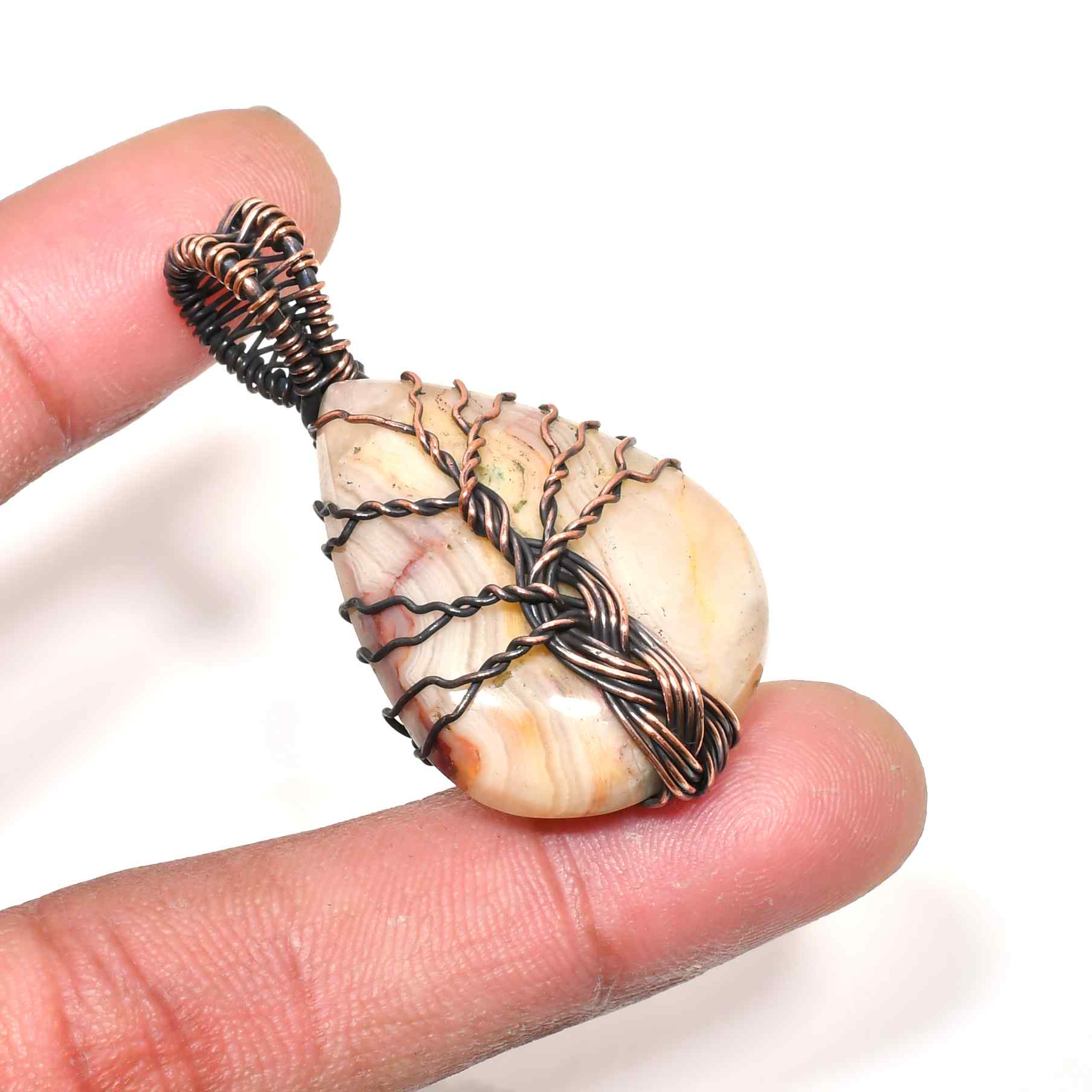 Gaia’s Embrace – Agate Tree of Life Copper Pendant