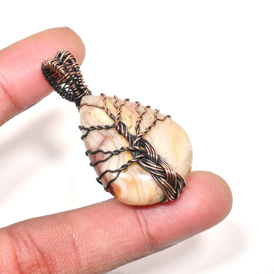 Gaia’s Embrace – Agate Tree of Life Copper Pendant