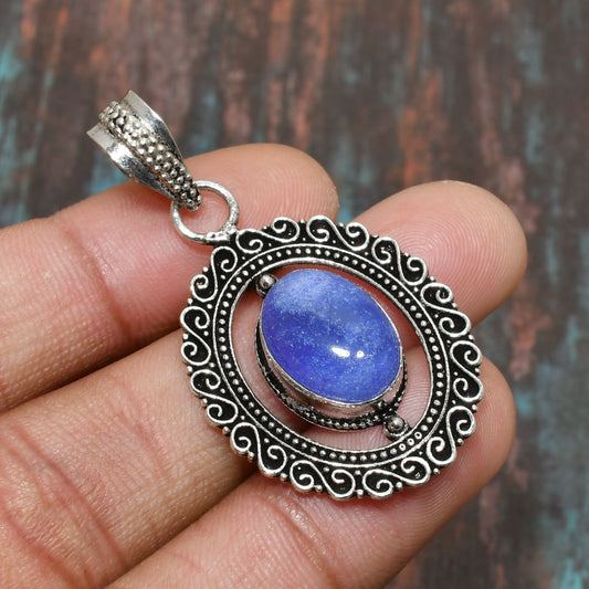 Azure Harmony – Silver Filigree Kyanite Pendant