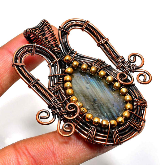 Mystic Aurora – Oxidized Copper Labradorite Pendant
