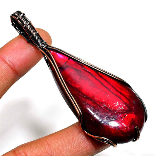 Ember’s Grace – Copper-Wrapped Red Stone Pendant