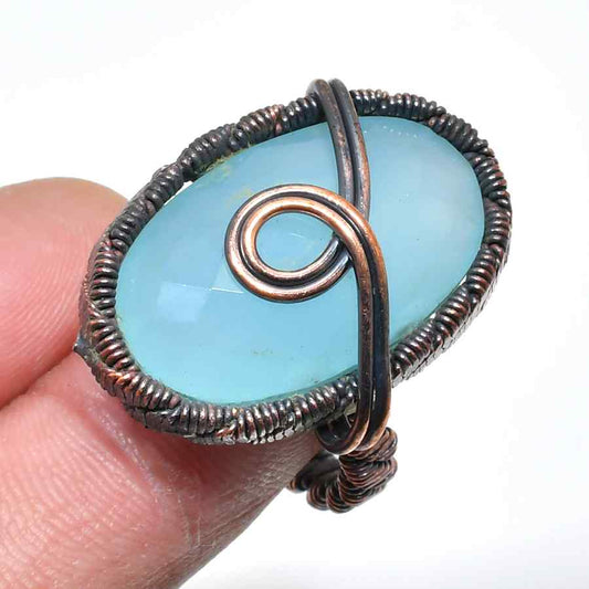 Azure Serenity – Blue Lace Agate Copper Ring
