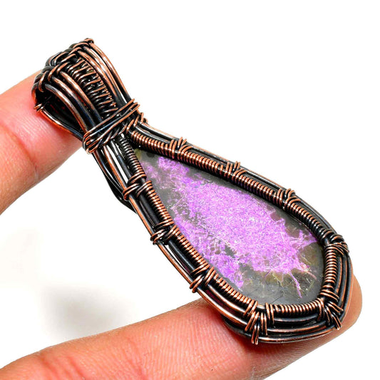 Ezra’s Veil – Amethyst & Oxidized Copper Pendant