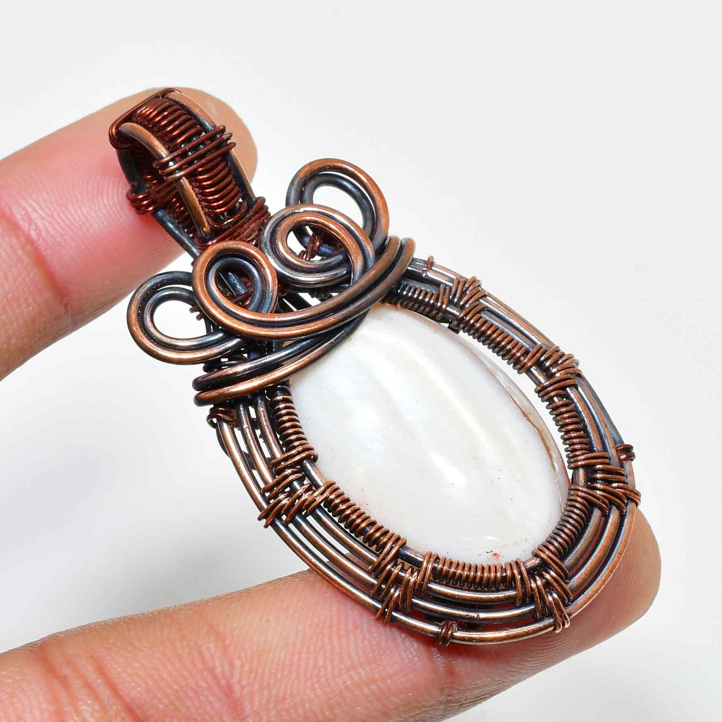 Gaia’s Harmony – Natural Stone & Copper Wire Pendant