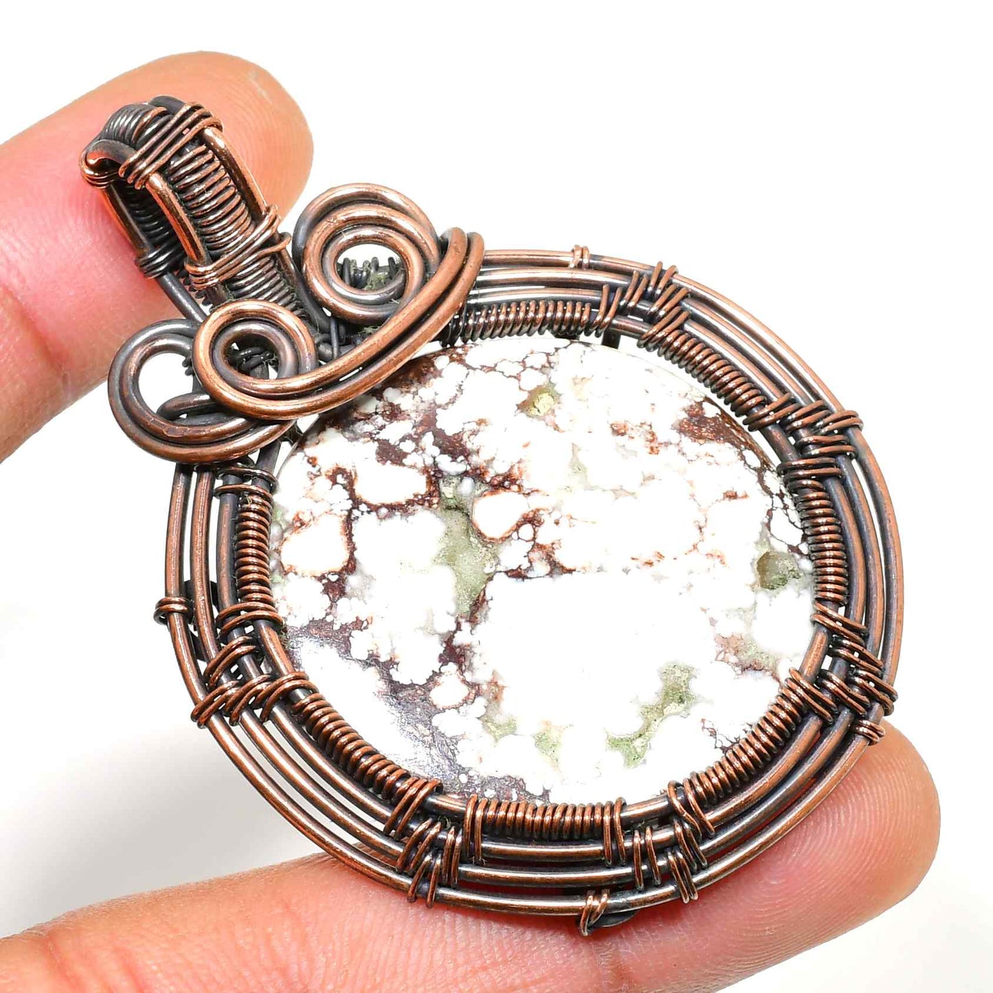 Gaia’s Heart – Oxidized Copper & Natural Stone Pendant