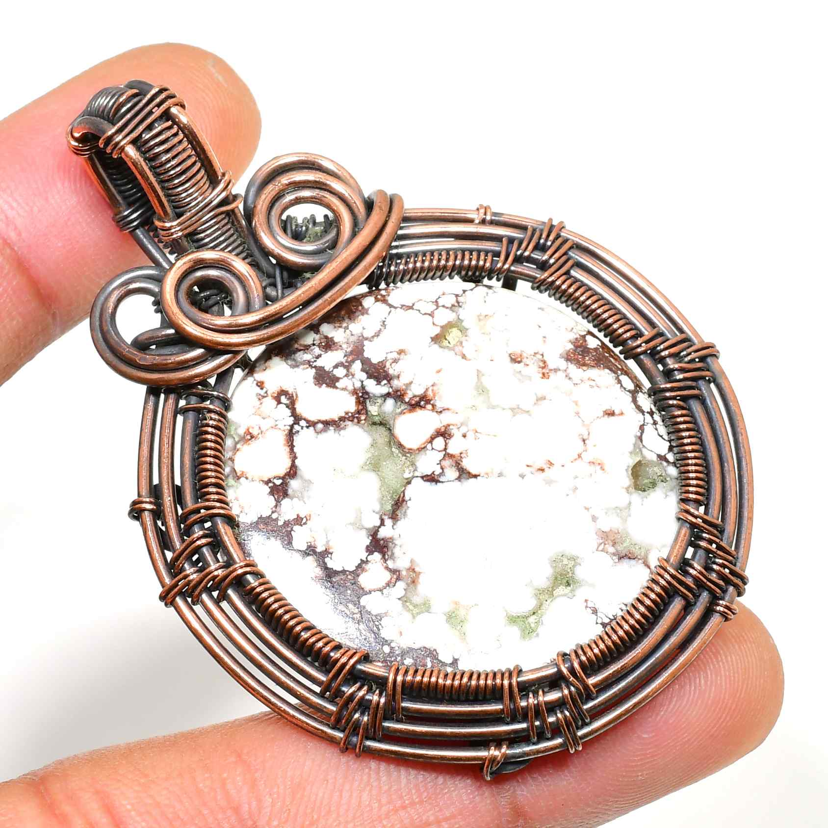 Gaia’s Heart – Oxidized Copper & Natural Stone Pendant