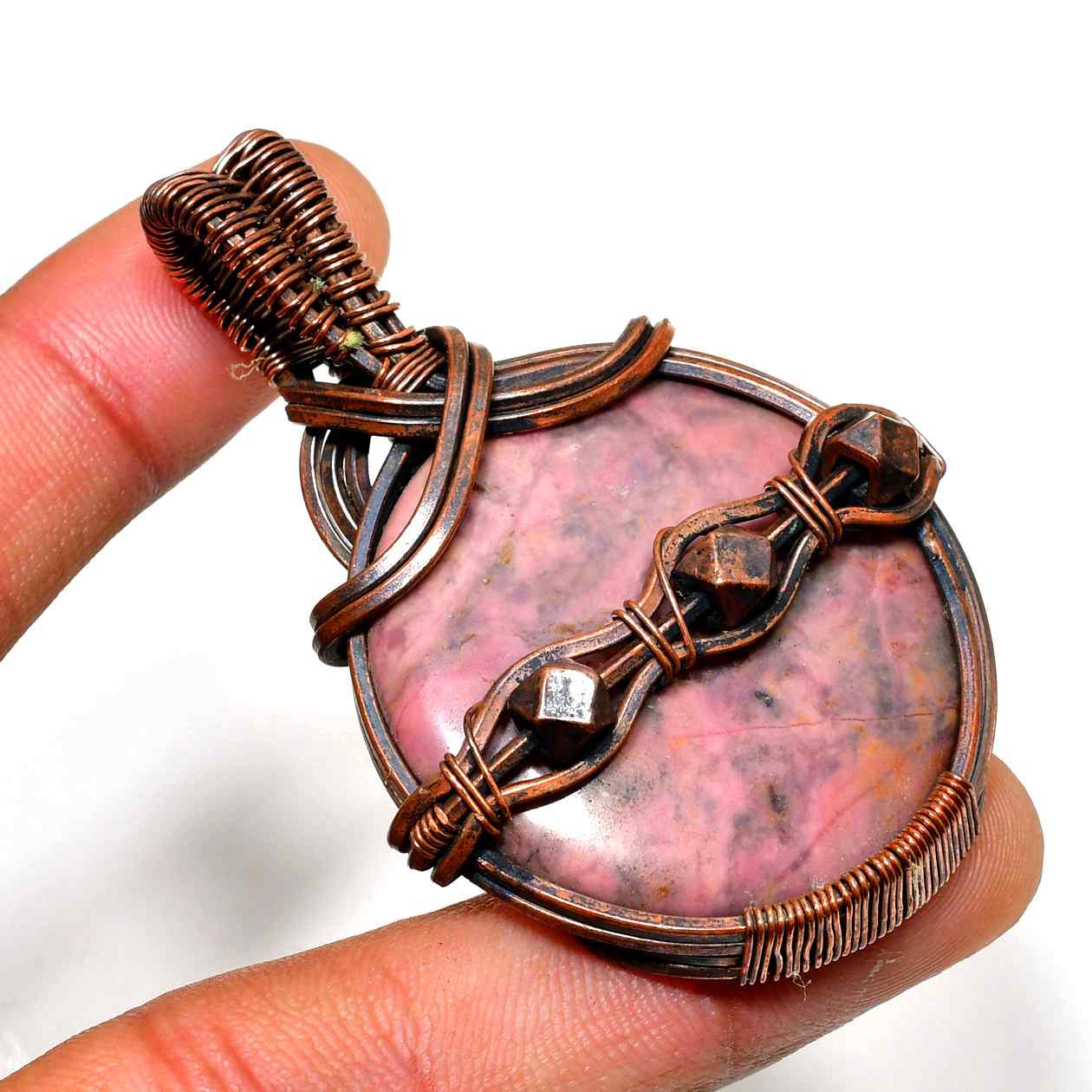 Heart’s Harmony – Rose Quartz Copper Pendant