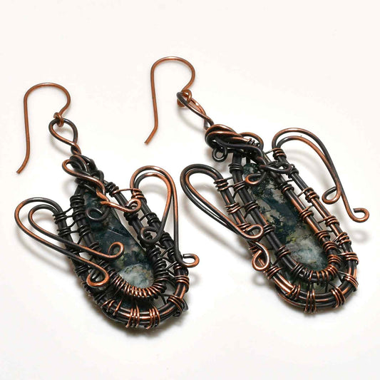 Luna’s Glow – Copper-Wrapped Gemstone Earrings