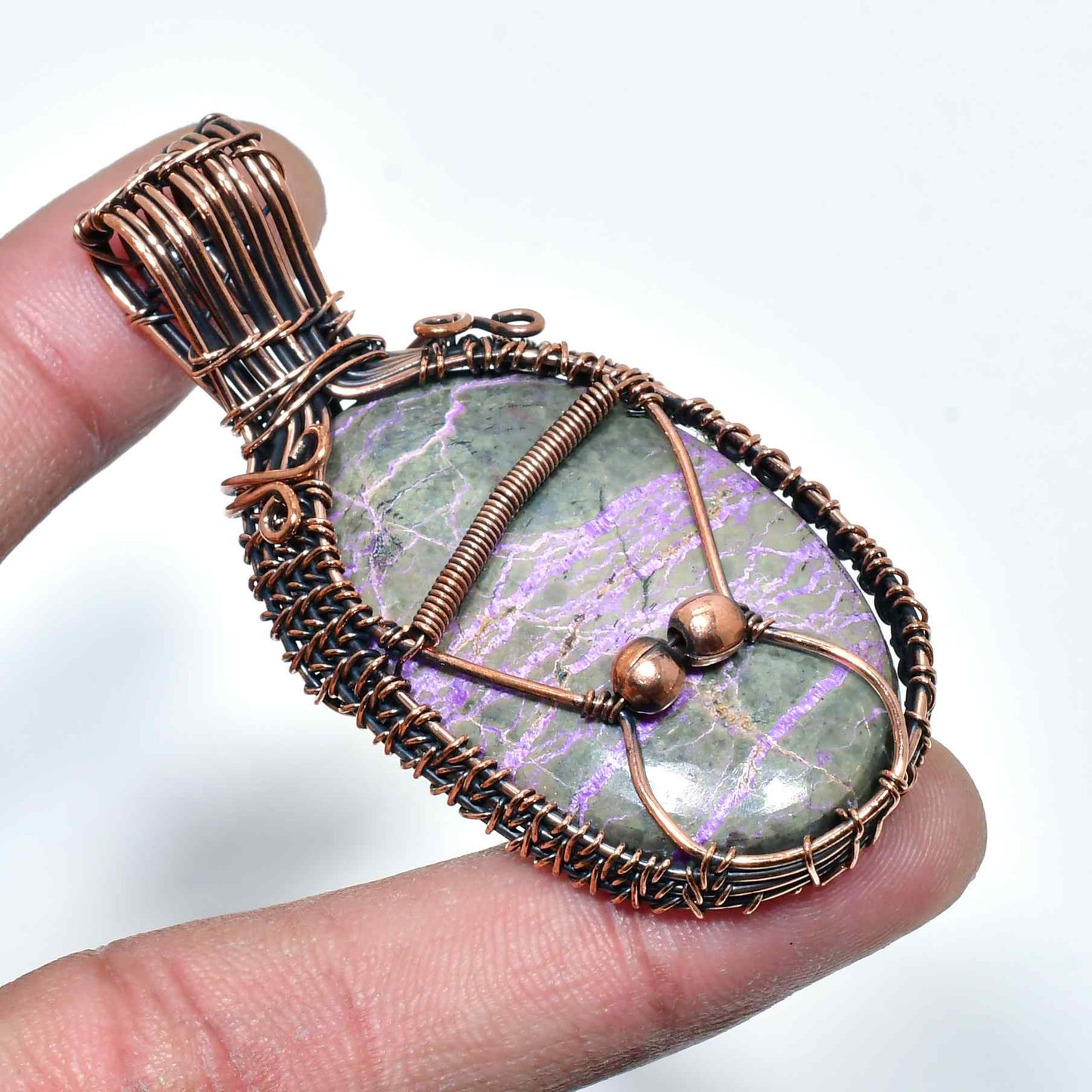 Mystic Harmony – Natural Stone & Oxidized Copper Pendant