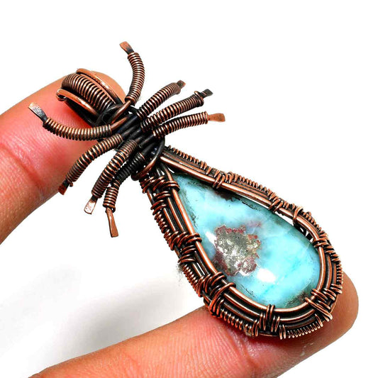 Tranquil Tide – Larimar Copper Drop Pendant