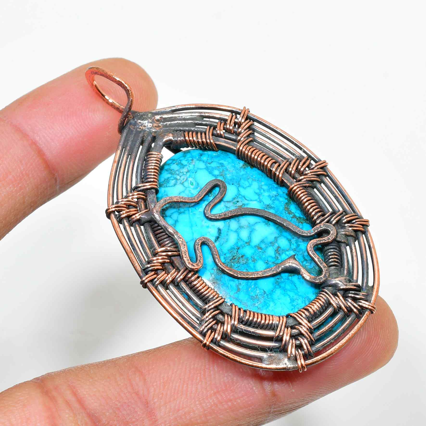 Azure’s Spirit – Turquoise & Copper Pendant