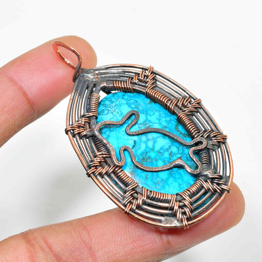 Azure’s Spirit – Turquoise & Copper Pendant