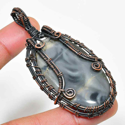 Gaia’s Anchor – Oxidized Copper Agate Pendant