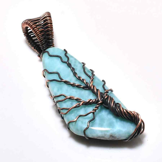 Ocean’s Embrace – Larimar Copper Pendant