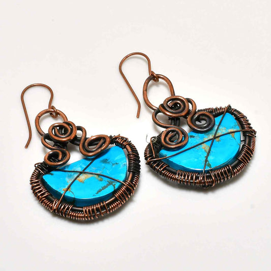 Luna’s Harmony – Turquoise & Oxidized Copper Earrings