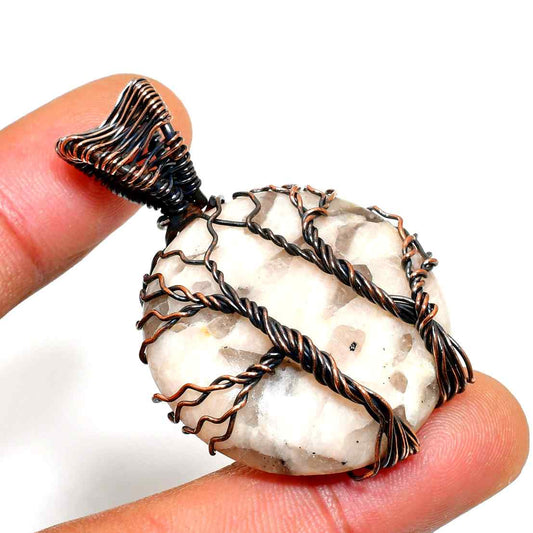 Gaia’s Embrace – Quartz & Oxidized Copper Pendant