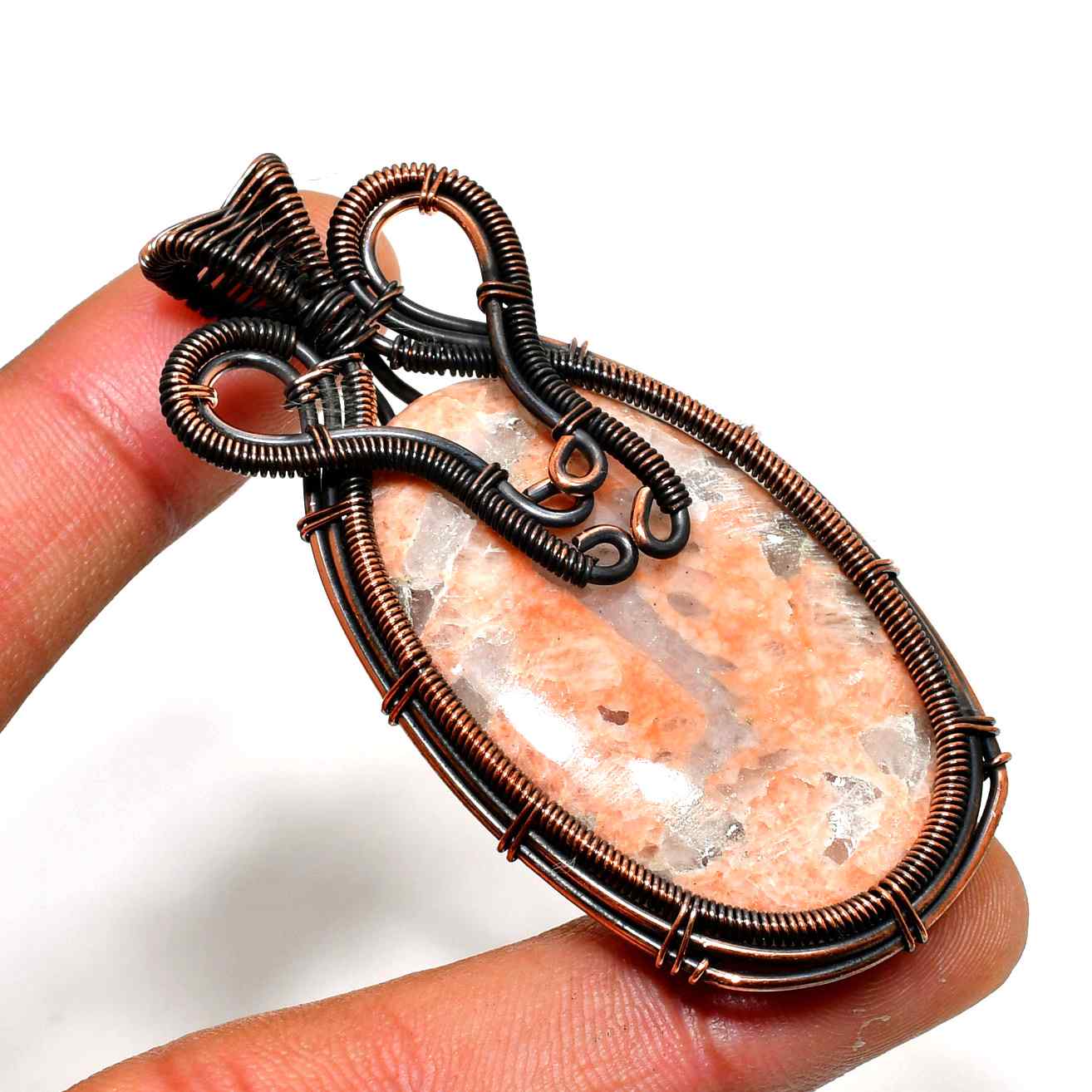 Vitality’s Glow – Natural Gemstone Copper Pendant