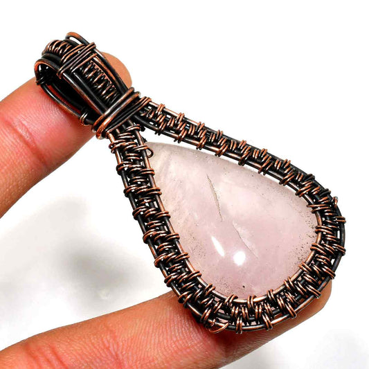 Harmony’s Whisper – Rose Quartz Copper Pendant