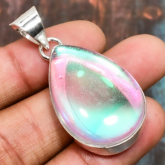 Opaline Glow – Rainbow Opal Sterling Silver Pendant