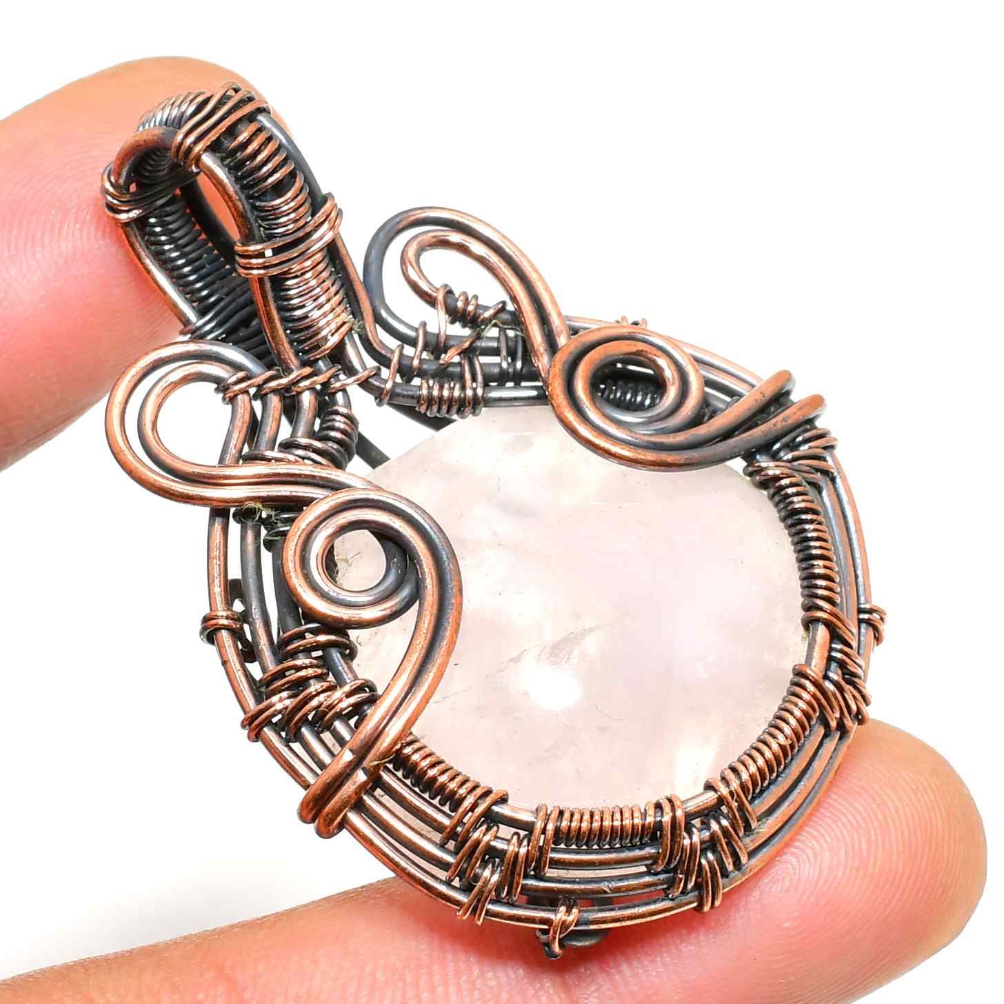 Serenity Heart – Rose Quartz Copper Pendant