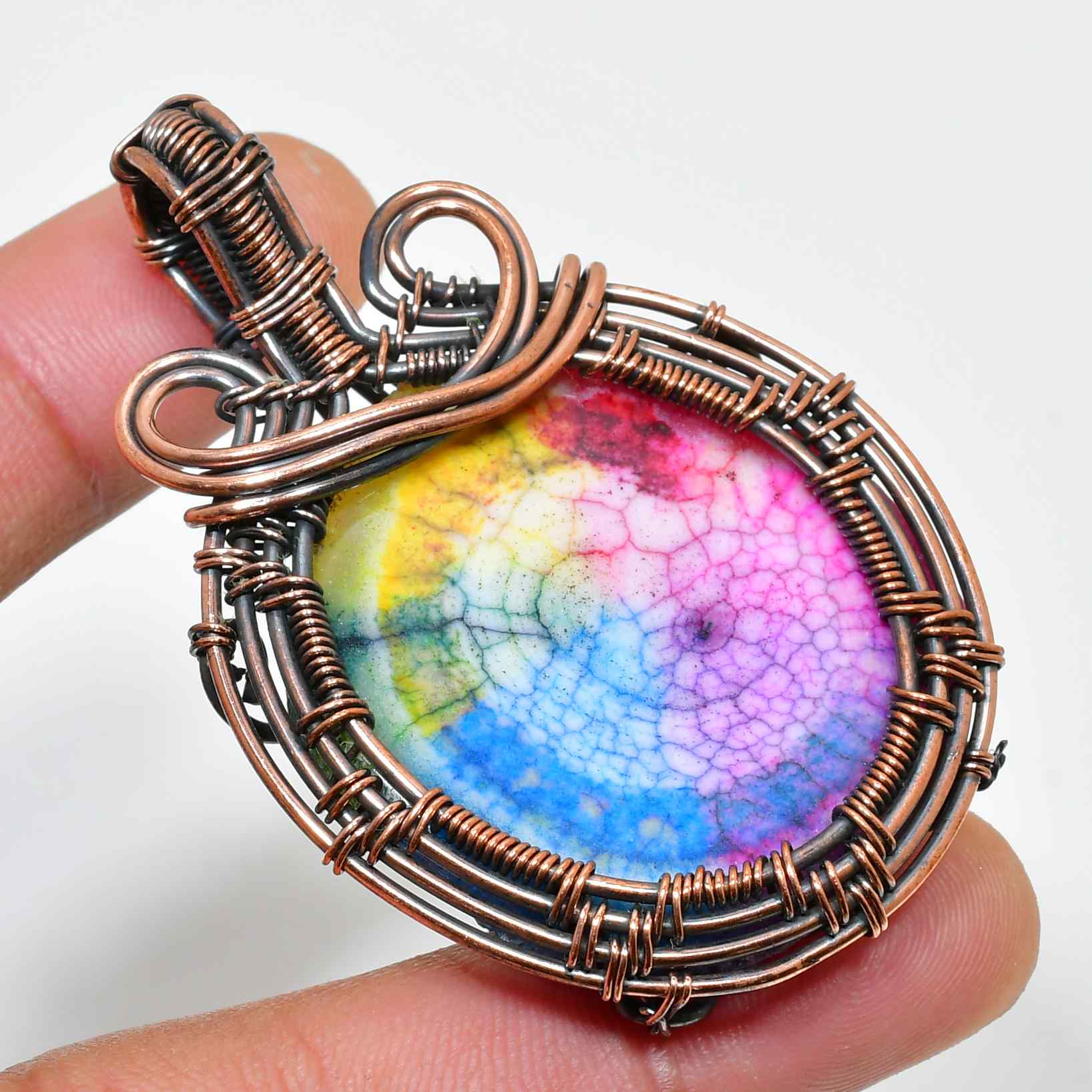 Aurora’s Dream – Copper Wire Gemstone Pendant