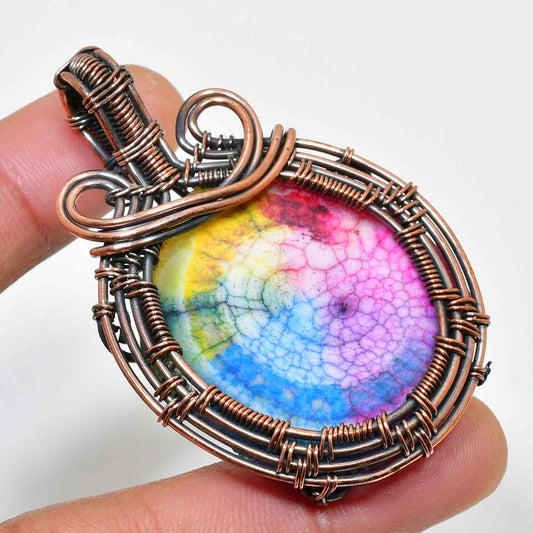 Aurora’s Dream – Copper Wire Gemstone Pendant