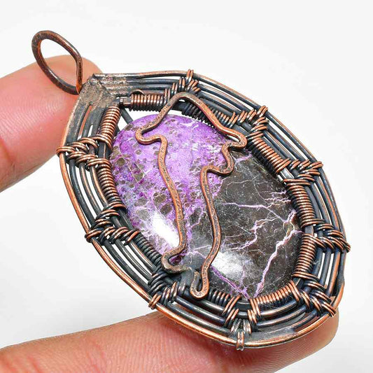 Selene’s Embrace – Amethyst Copper Pendant