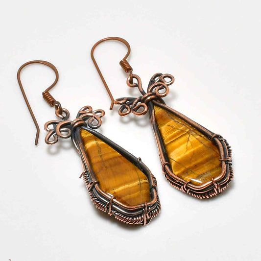 Guardian Glow – Oxidized Copper Tiger’s Eye Earrings