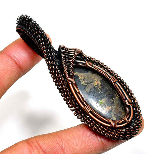 Amara’s Embrace – Oxidized Copper & Gemstone Pendant