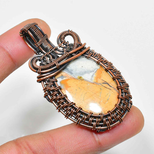 Gaia’s Embrace – Jasper Copper Pendant
