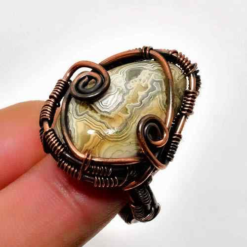 Serenity Swirl – Agate Copper Ring