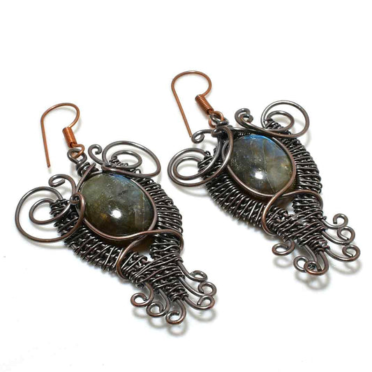 Aurora’s Mystique – Labradorite Silver Wire Earrings