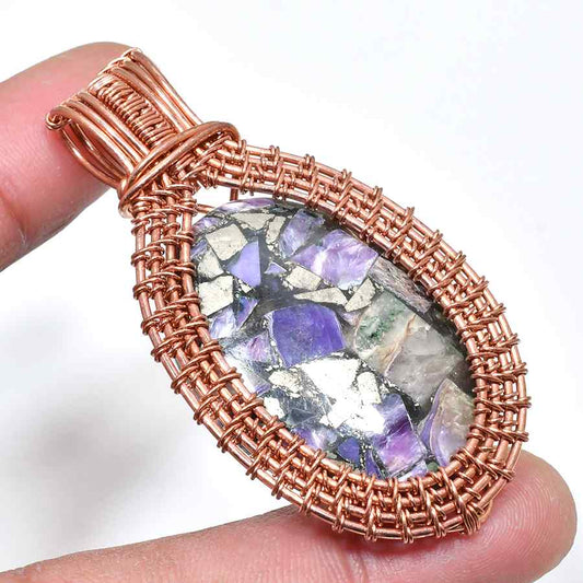 Celestial Harmony – Amethyst Copper Pendant