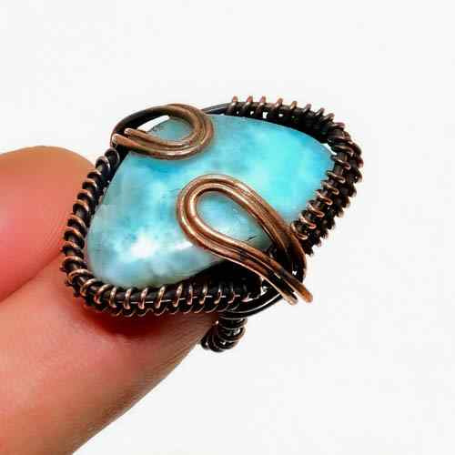 Serene Seas – Larimar & Oxidized Copper Ring