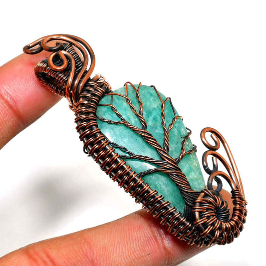 Gaia’s Balance – Amazonite Copper Tree Pendant