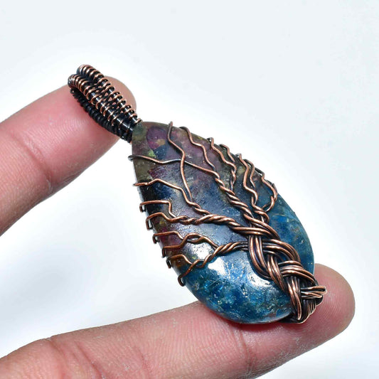 Gemstone Whisper – Hand-Wrapped Copper & Gemstone Pendant