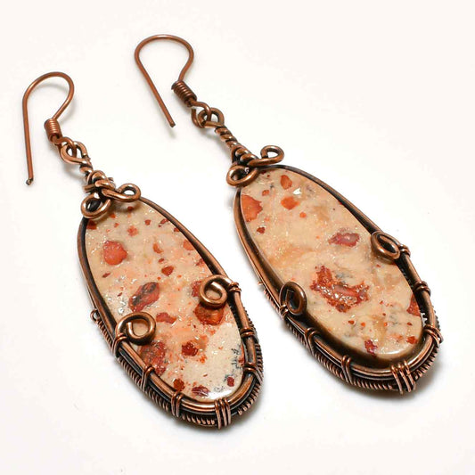 Starlit Embrace – Copper-Wrapped Stone Earrings