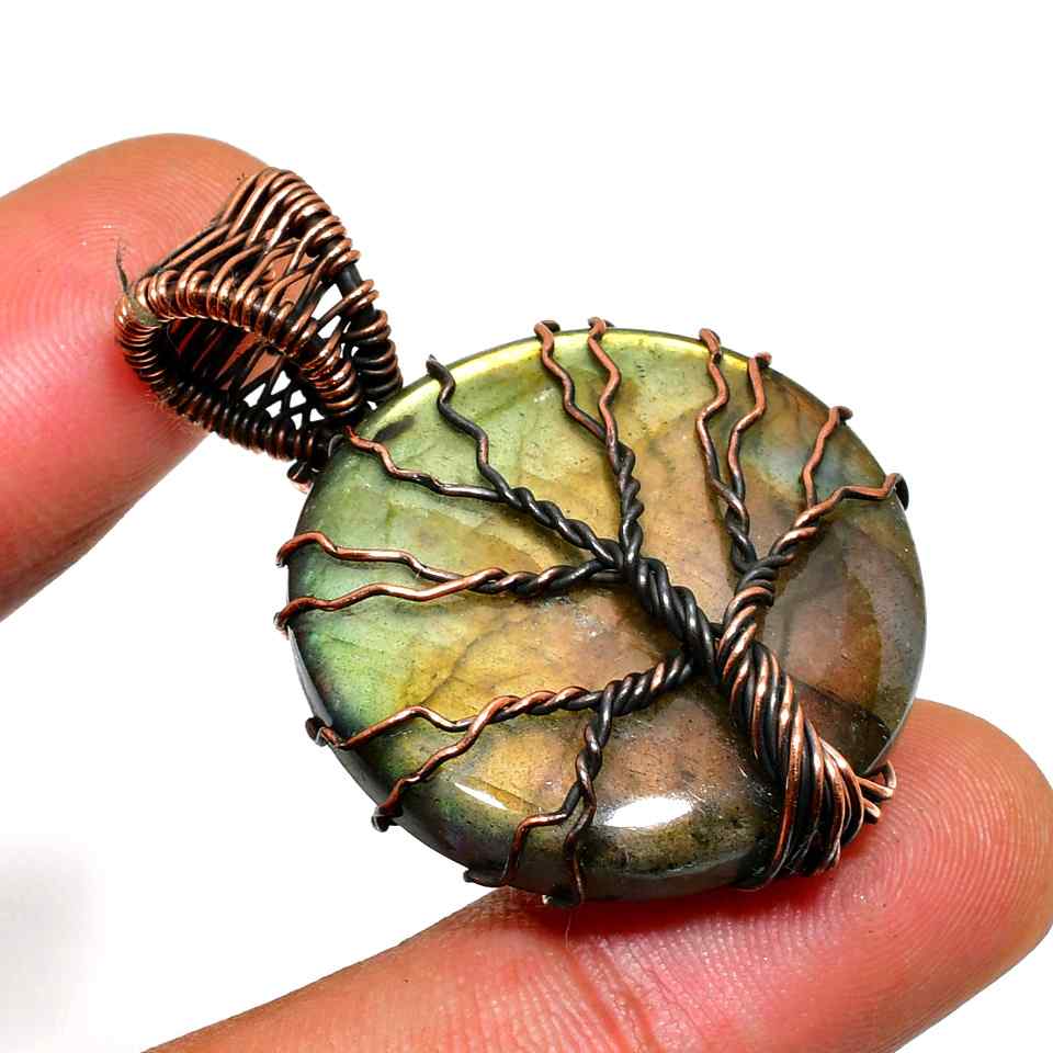 Gaia’s Grove – Labradorite Copper Tree Pendant
