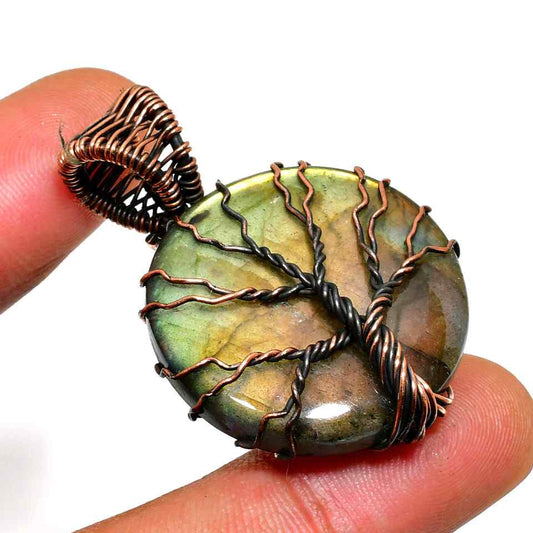 Gaia’s Grove – Labradorite Copper Tree Pendant