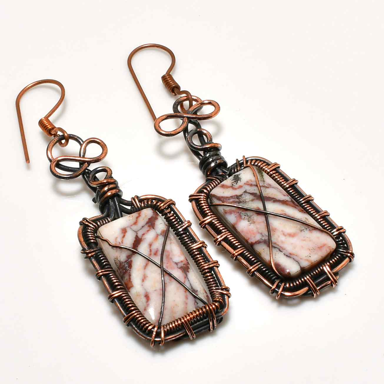 Nature’s Whisper – Copper-Wrapped Stone Earrings