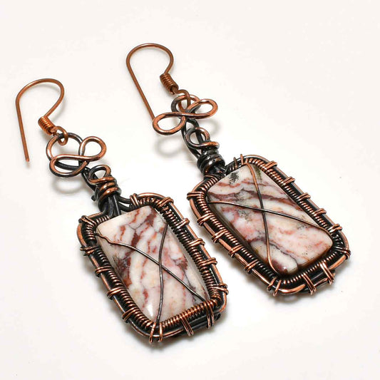 Nature’s Whisper – Copper-Wrapped Stone Earrings